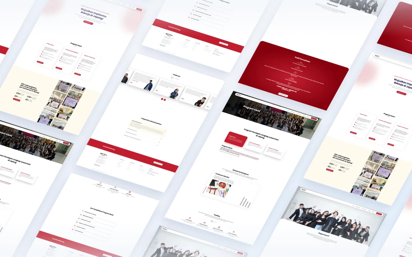 Harenohi training institute website screens