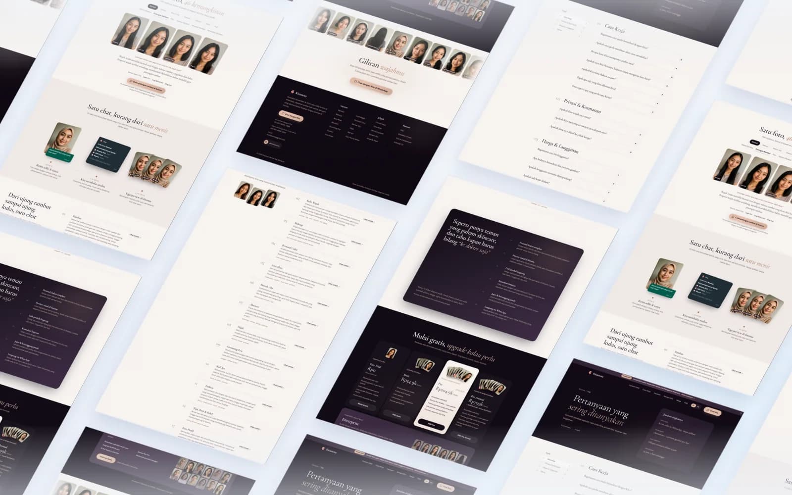 Kiramora website with AI beauty consultation examples